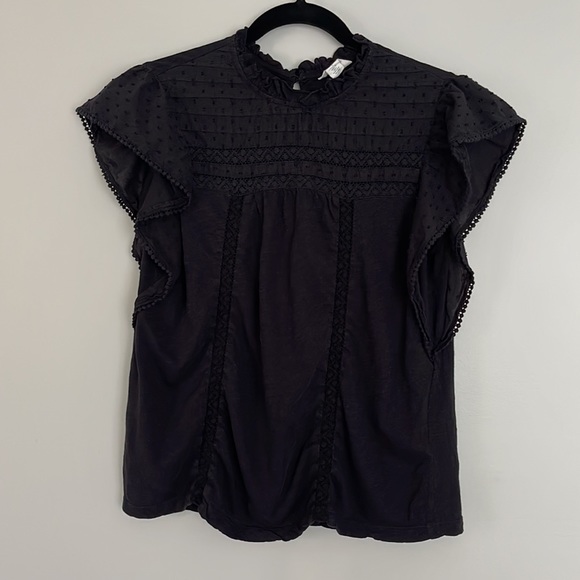 Caslon Pintuck Yoke Flutter Sleeves Top S - Picture 2 of 8